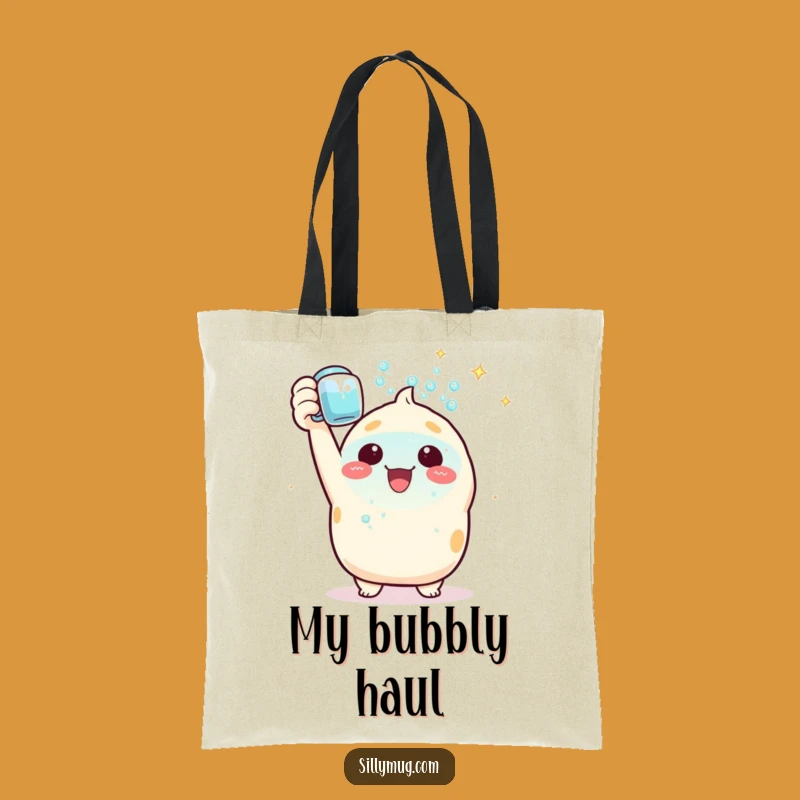 Funny Kawaii Tote Bag: Triumphant Bubble Mug - Carry Your Victories in Style